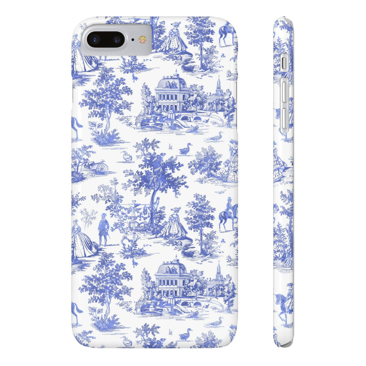 Slim Blue Vintage French Toile Cute Phone Cases for Iphone 16 Pro Max | iPhone 15 Case | iPhone 15 Pro Max Case, Iphone 14, Iphone 14 Pro Max, Iphone 13 12 11 8 7 - Studio40ParkLane