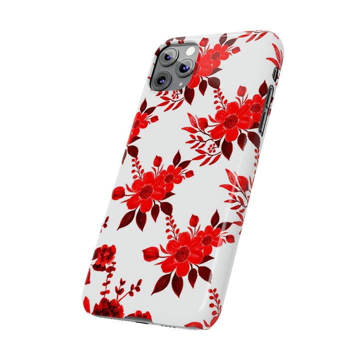 Slim Cute Phone Cases for Iphones - | iPhone 15 Case | iPhone 15 Pro Max Case, Iphone 14 Case, Iphone 14 Pro Max, Iphone 13, Red White Flowers - Studio40ParkLane