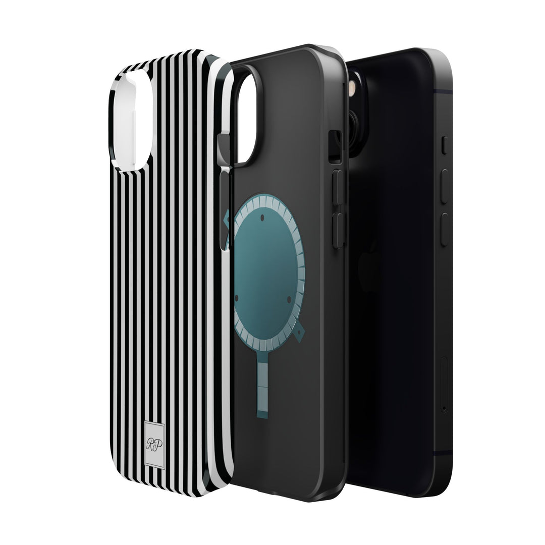 Custom Personalized Black White Striped Magsafe Phone Case for Iphone 17 - | iPhone 16 Pro Max Case | iPhone 15 Case Iphone 14 13 12 11 10 - Studio40ParkLane