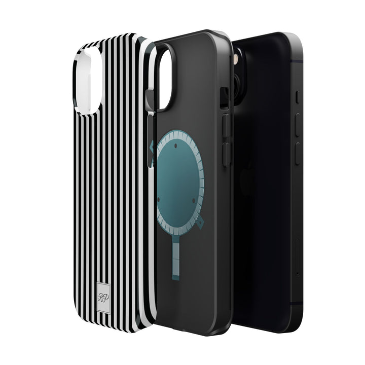 Custom Personalized Black White Striped Magsafe Phone Case for Iphone 17 - | iPhone 16 Pro Max Case | iPhone 15 Case Iphone 14 13 12 11 10 - Studio40ParkLane