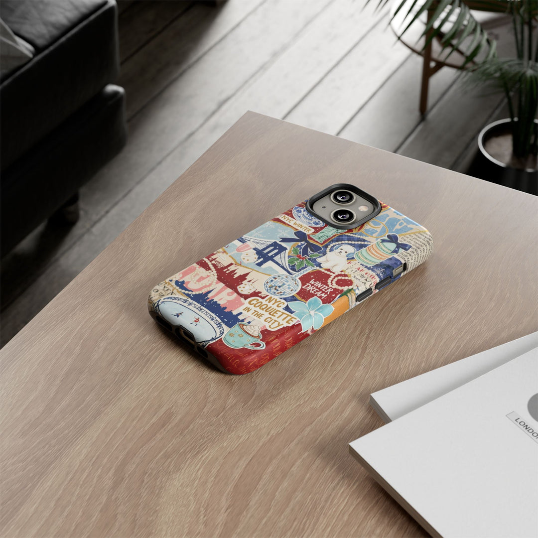 New York Winter Coquette Collage Tough Premium Phone Case - For iPhone 17 Pro Max iPhone 16 Pro iPhone 15 Iphone 14 Plus 13 Pro 12 11 10 XR