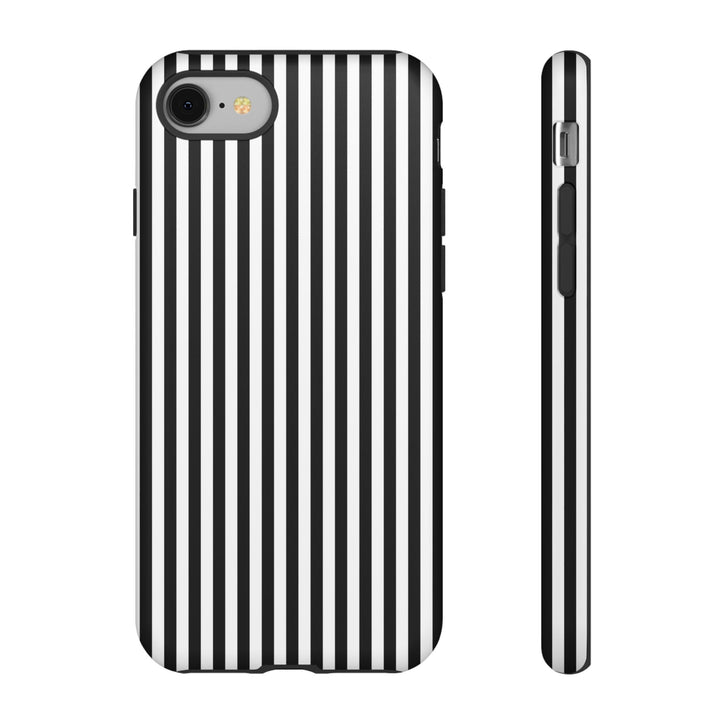 Tough Premium Black White Stripes Phone Case Gift for Her - For Apple iPhone 16 Pro Max 16e iPhone 15 Pro iPhone Iphone 14 Plus 13 Pro 12 SE XR - Studio40ParkLane