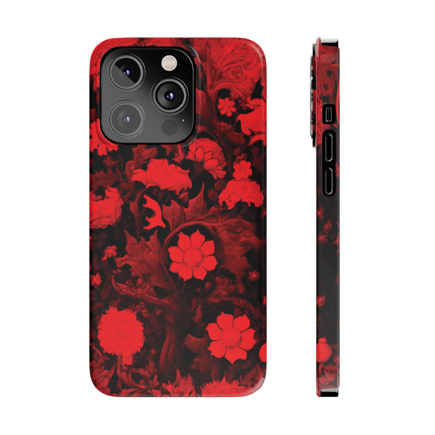 Slim Cute iPhone Cases - | iPhone 15 Case | iPhone 15 Pro Max Case, Iphone 14 Case, Iphone 14 Pro Max, Iphone 13, Red Flowers