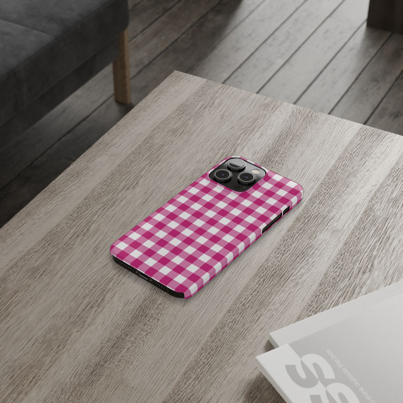 Slim Pink Gingham Gift for Her Cute Phone Cases for Iphone 16 Pro Max | iPhone 15 Case | iPhone 15 Pro Max Case, Iphone 14, 13, 12, 11, 10, 8, 7