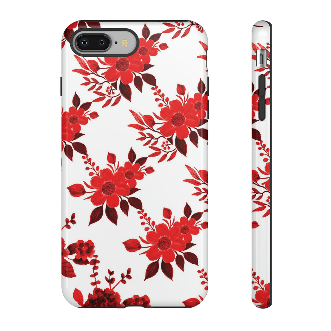Cute IPhone Case | Red White Flowers, iPhone 15 Case | iPhone 15 Pro Case, Iphone 14 Case, Iphone 14 Pro Max Case, Protective Iphone Case - Studio40ParkLane