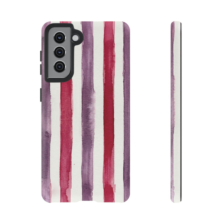 Tough Cute Wine Red Purple Stripes Phone Case, for IPhone 17 Pro Max | Iphone 17 Air, Iphone 16, IPhone 15, 14 13 12, Samsung Galaxy S26, S25, S24, S23 - Studio40ParkLane