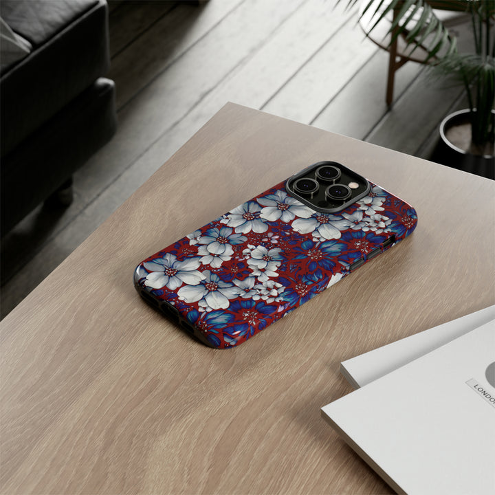 Cute IPhone Case | Red Blue Flowers, iPhone 15 Case | iPhone 15 Pro Case, Iphone 14 Case, Iphone 14 Pro Max Case, Protective Iphone Case - Studio40ParkLane