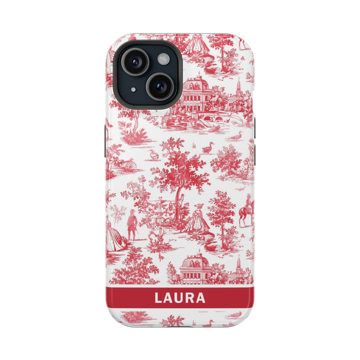 Magsafe French Toile Personalized Initial Custom Gift for Her Cute Phone Cases for Iphone 16 Pro Max | iPhone 15 Case | iPhone 15 Pro Max Case, Iphone 14, 13, 12, 11, 10, 8, 7 - Studio40ParkLane