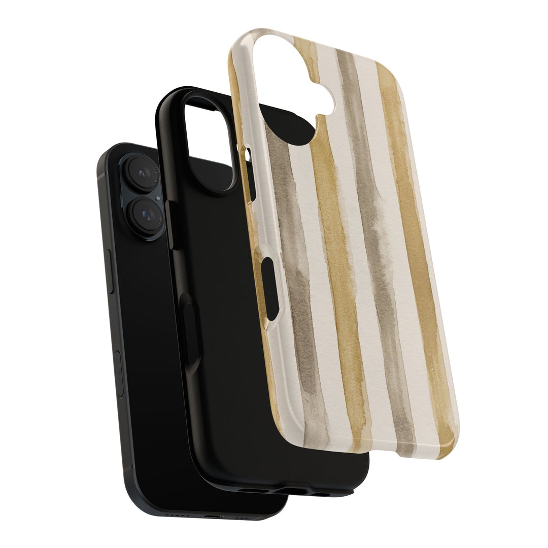 Tough Cute Brown Beige Stripes Phone Case, for IPhone 17 Pro Max | Iphone 17 Air, Iphone 16, IPhone 15, 14 13 12, Samsung Galaxy S26, S25, S24, S23 - Studio40ParkLane