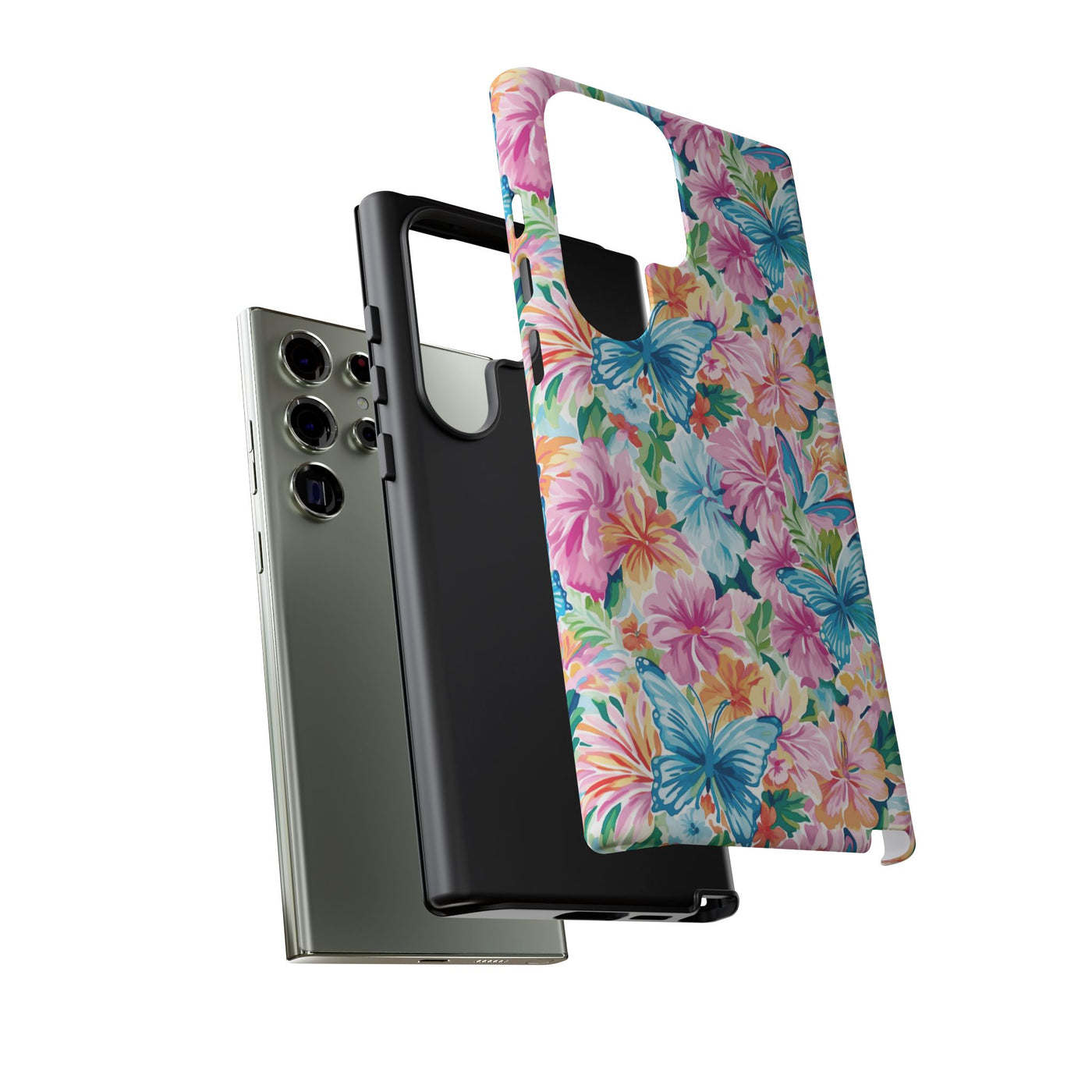 Premium Tough Butterflies Flowers Cute Phone Cases for Samsung S24, S23, S22, S21, S20, Plus and Ultra, Iphone 16 Pro Max,15, 14, 13, 12, 11, 10