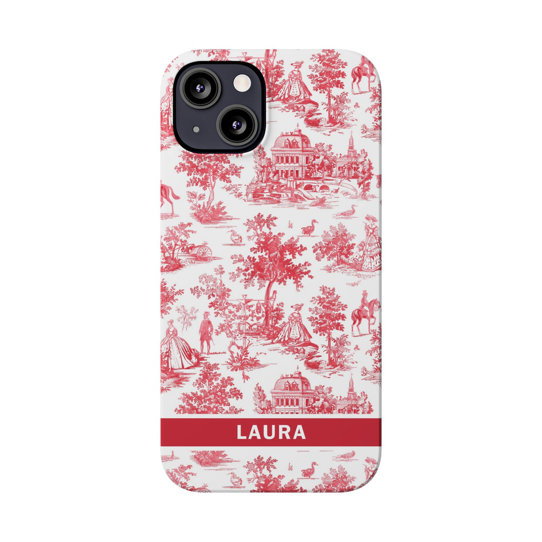 Slim French Toile Personalized Initial Custom Gift for Her Cute Phone Cases for Iphone 16 Pro Max | iPhone 15 Case | iPhone 15 Pro Max Case, Iphone 14, 13, 12, 11, 10, 8, 7 - Studio40ParkLane