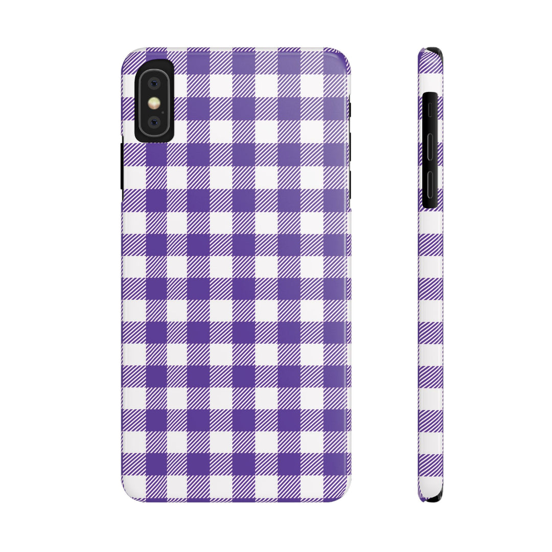 Slim Purple Gingham Gift for Her Cute Phone Cases for Iphone 16 Pro Max | iPhone 15 Case | iPhone 15 Pro Max Case, Iphone 14, 13, 12, 11, 10, 8, 7 - Studio40ParkLane