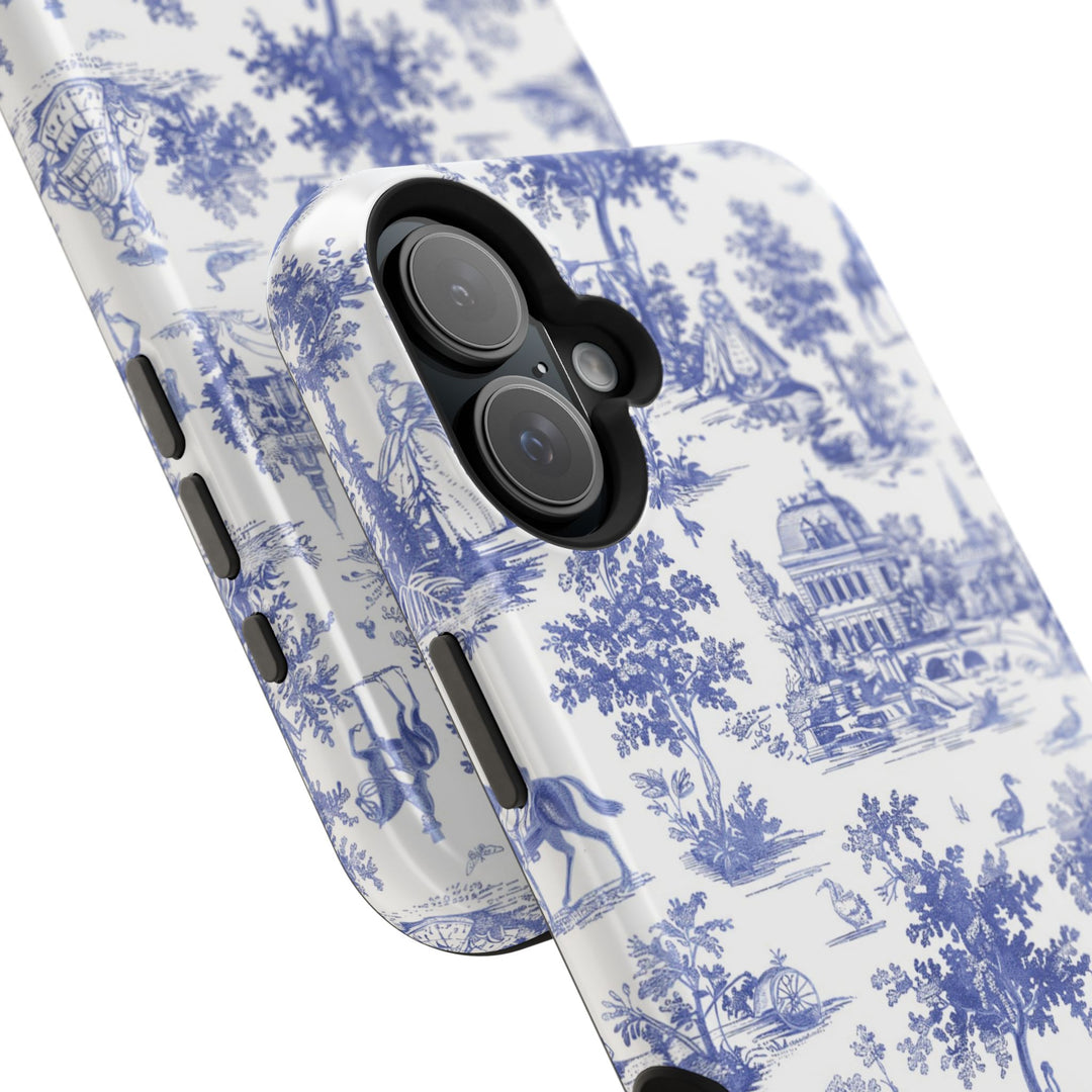 Blue Toile Magnetic Impact-Resistant Cute Phone Case for Iphone 16, iPhone 15 Pro Max Plus 14, 13, 12, 11 Gift for her - Studio40ParkLane