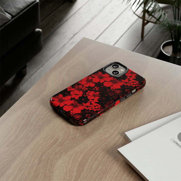 Cute IPhone Case | Red Black Flowers, iPhone 15 Case | iPhone 15 Pro Case, Iphone 14 Case, Iphone 14 Pro Max Case, Protective Iphone Case - Studio40ParkLane