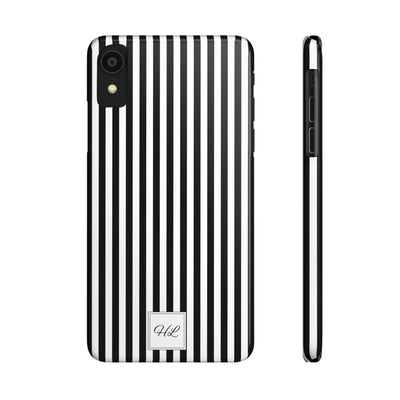 Slim Custom Personalized Black White Striped Phone Case for Iphone 16 - | iPhone 15 Pro Max Case | iPhone 14 Case Iphone 13 12 11 10 9 8 - Studio40ParkLane