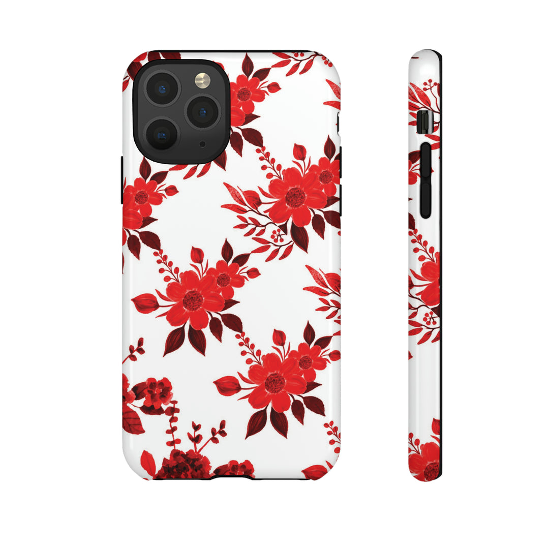 Cute IPhone Case | Red White Flowers, iPhone 15 Case | iPhone 15 Pro Case, Iphone 14 Case, Iphone 14 Pro Max Case, Protective Iphone Case - Studio40ParkLane