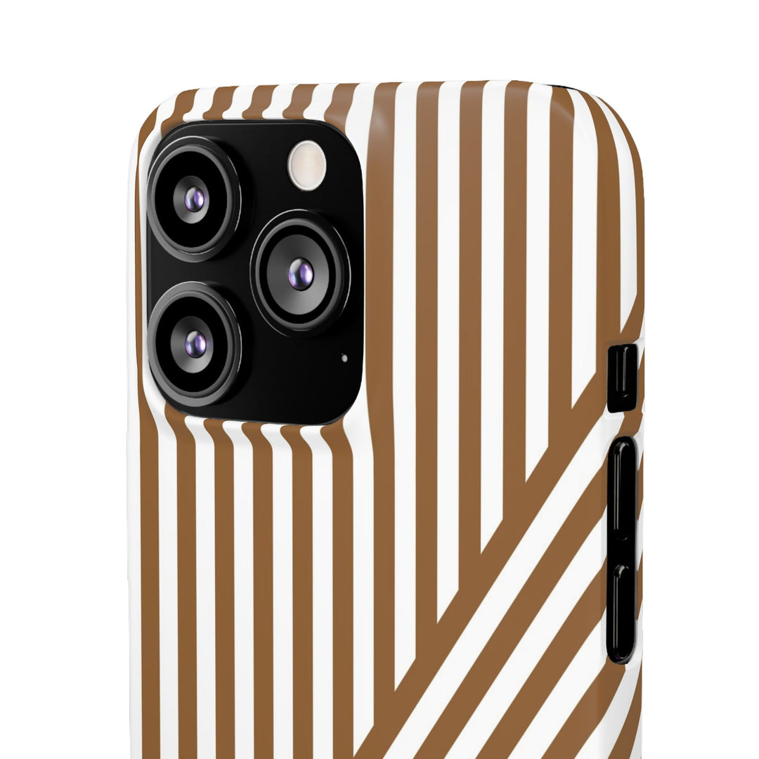 Aesthetic Mocha Brown Stripes Cute Phone Case Sleek Snap - For iPhone 17 Pro Max iPhone 16 Pro iPhone 15 Iphone 14 Plus 13 Pro 12 11 10 Gift - Studio40ParkLane