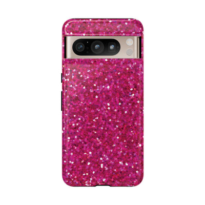 Chic Pink Faux Play on Glitter Effect Cute Phone Case, for IPhone 16 pro Max | Iphone 15, Iphone 14, IPhone 13 Case, 11 8 7, Samsung Galaxy S24, S23, S22, S21, 2 Layer Protection