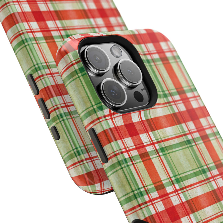 Aesthetic Tough Magsafe Red Green Checkered Phone Case - For iPhone 17 Pro Max iPhone 16 Pro iPhone 15 Iphone 14 Plus 13 Pro 12 11 10 - Studio40ParkLane
