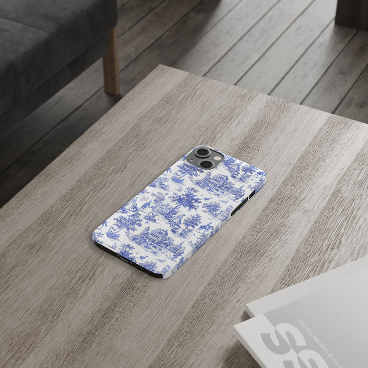 Slim Blue Vintage French Toile Cute Phone Cases for Iphone 16 Pro Max | iPhone 15 Case | iPhone 15 Pro Max Case, Iphone 14, Iphone 14 Pro Max, Iphone 13 12 11 8 7 - Studio40ParkLane