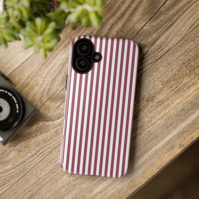 Tough Premium Old Claret Stripes Phone Case Gift for Her - For Apple iPhone 16 Pro Max 16e iPhone 15 Pro iPhone Iphone 14 Plus 13 Pro 12 SE XR - Studio40ParkLane