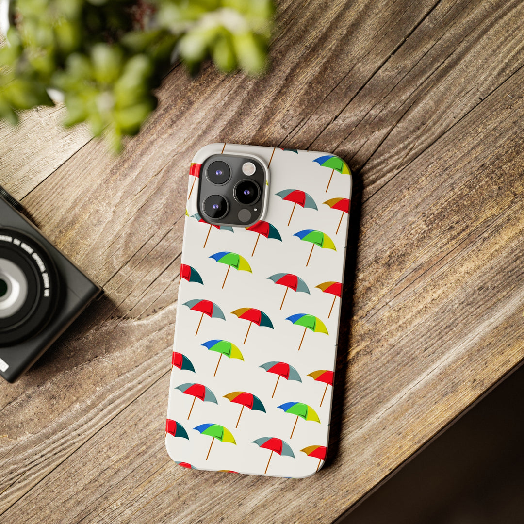 Slim Cute Phone Cases for Iphone - | iPhone 15 Case | iPhone 15 Pro Max Case, Iphone 14 Case, Iphone 14 Pro Max, Iphone 13, Colorful Beach Parasol - Studio40ParkLane