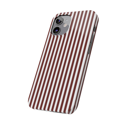 Slim Chocolate Brown Striped Cute Phone Case for Iphone 16 - | iPhone 15 Pro Max Case | iPhone 14 Case Iphone 13 12 11 10 9 8 7 Gift for Her - Studio40ParkLane