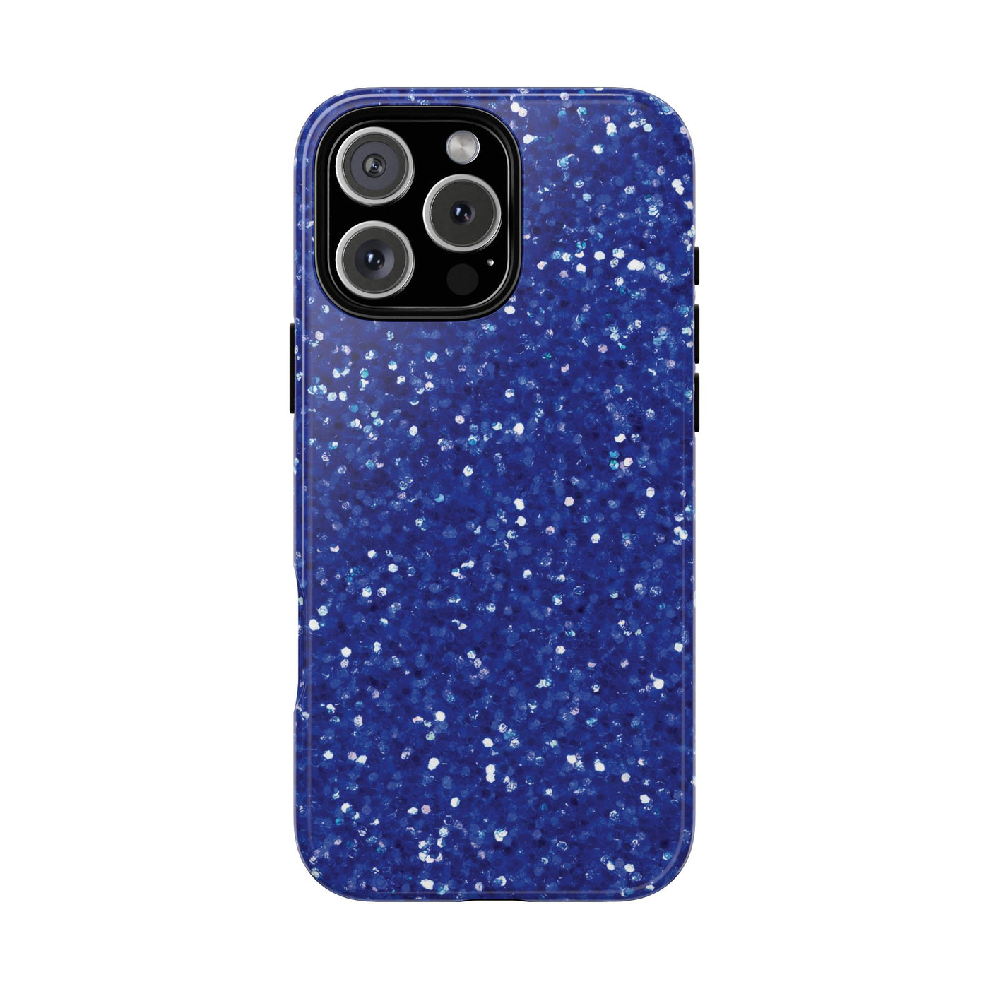 Chic Blue Faux Play on Glitter Effect Cute Phone Case, for IPhone 16 pro Max | Iphone 15, Iphone 14, IPhone 13 Case, 11 8 7, Samsung Galaxy S24, S23, S22, S21, 2 Layer Protection