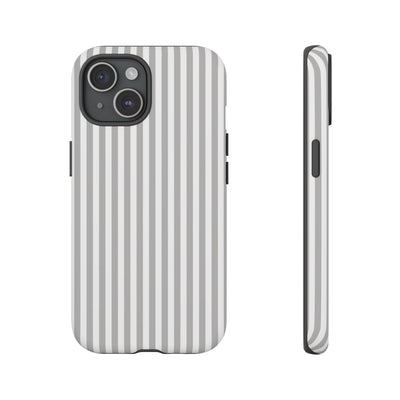 Tough Premium Ash Grey Stripes Phone Case Gift for Her - For Apple iPhone 16 Pro Max 16e iPhone 15 Pro iPhone Iphone 14 Plus 13 Pro 12 SE XR - Studio40ParkLane