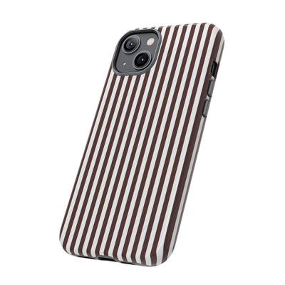 Tough Premium Brown Stripes Phone Case Gift for Her - For Apple iPhone 16 Pro Max 16e iPhone 15 Pro iPhone Iphone 14 Plus 13 Pro 12 SE XR - Studio40ParkLane