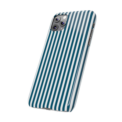 Slim Teal Blue Striped Cute Phone Case for Iphone 16 - | iPhone 15 Pro Max Case | iPhone 14 Case Iphone 13 12 11 10 9 8 7 X XS Gift for Her - Studio40ParkLane