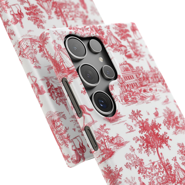 Snap French Toile Personalized Initial Custom Gift for Her Cute Phone Cases for Samsung S24, S23, S22, S21, S20, Plus and Ultra and Iphone, 16, 15, 14, 13, 12, 11. 10 - Studio40ParkLane