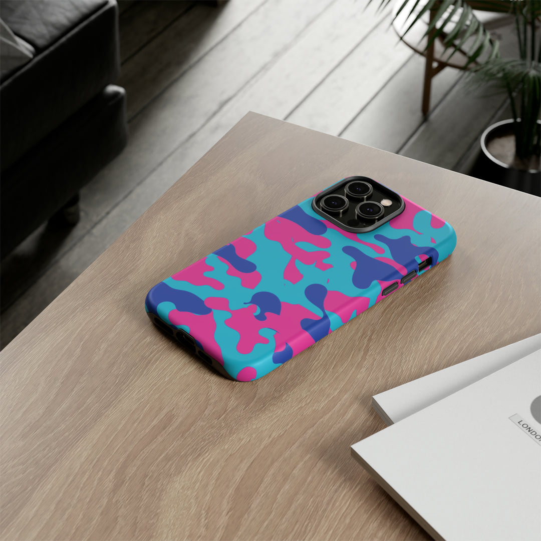 Cute IPhone Case | Blue Pink Camouflage, iPhone 15 Case | iPhone 15 Pro Case, Iphone 14 Case, Iphone 14 Pro Max Case, Protective Iphone Case - Studio40ParkLane