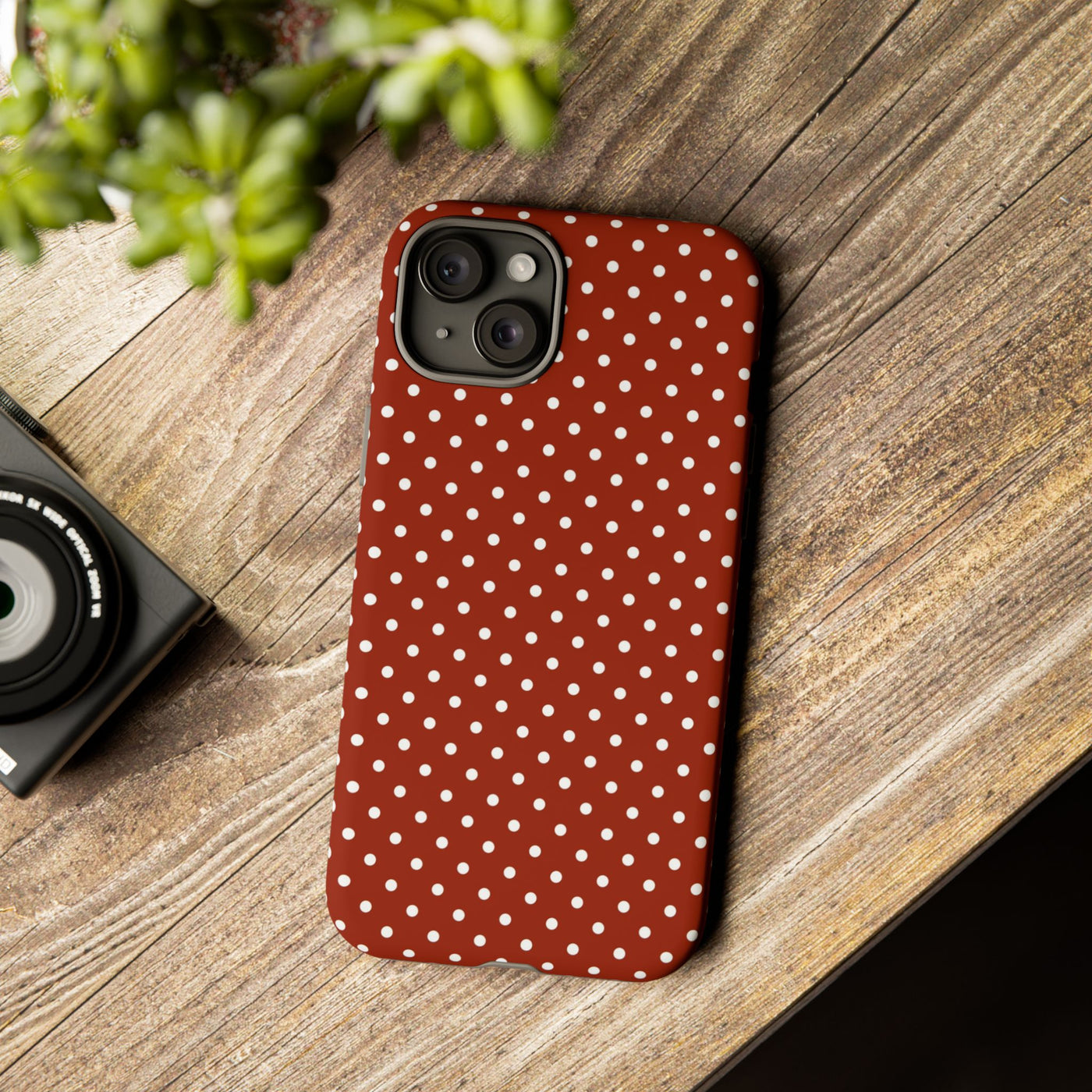 Aesthetic Tough Clay Red Polka Dots Premium Phone Case - For iPhone 17 Pro Max iPhone 16 Pro iPhone 15 Iphone 14 Plus 13 Pro 12 11 10 XR XS - Studio40ParkLane