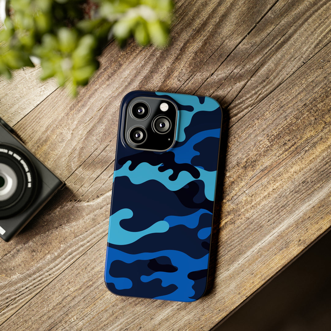 Slim Cute Phone Cases for Iphone - | iPhone 15 Case | iPhone 15 Pro Max Case, Iphone 14 Case, Iphone 14 Pro Max, Iphone 13, Blue Camouflage - Studio40ParkLane