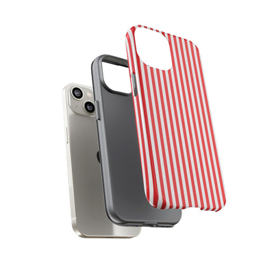 Tough Premium Poppy Red Stripes Phone Case Gift for Her - For Apple iPhone 16 Pro Max 16e iPhone 15 Pro iPhone Iphone 14 Plus 13 Pro 12 SE XR - Studio40ParkLane