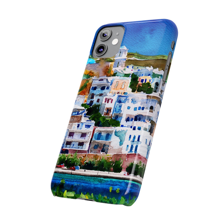 Slim Cute Phone Cases for Iphone | iPhone 15 Case | iPhone 15 Pro Max Case, Iphone 14, Iphone 14 Pro Max, Iphone 13, Colorful Greek House Watercolor - Studio40ParkLane