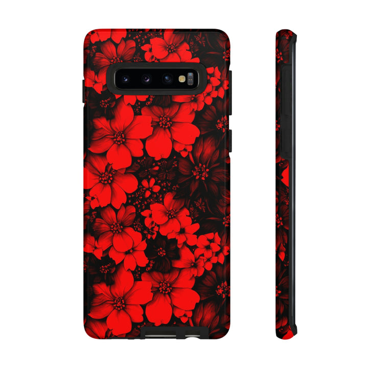 Cute Samsung Phone Case | Aesthetic Samsung Phone Case | Galaxy S23, S22, S21, S20 | Red Black Flowers, Protective Phone Case - Studio40ParkLane