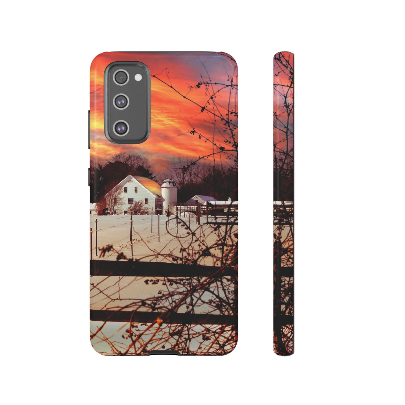 Impact Resistant, Winter Sunset Cute Phone Cases for Samsung S24, S23, S22, S21, IPhone 15 pro Iphone 14 pro Iphone 13 IPhone 12 Iphone 11