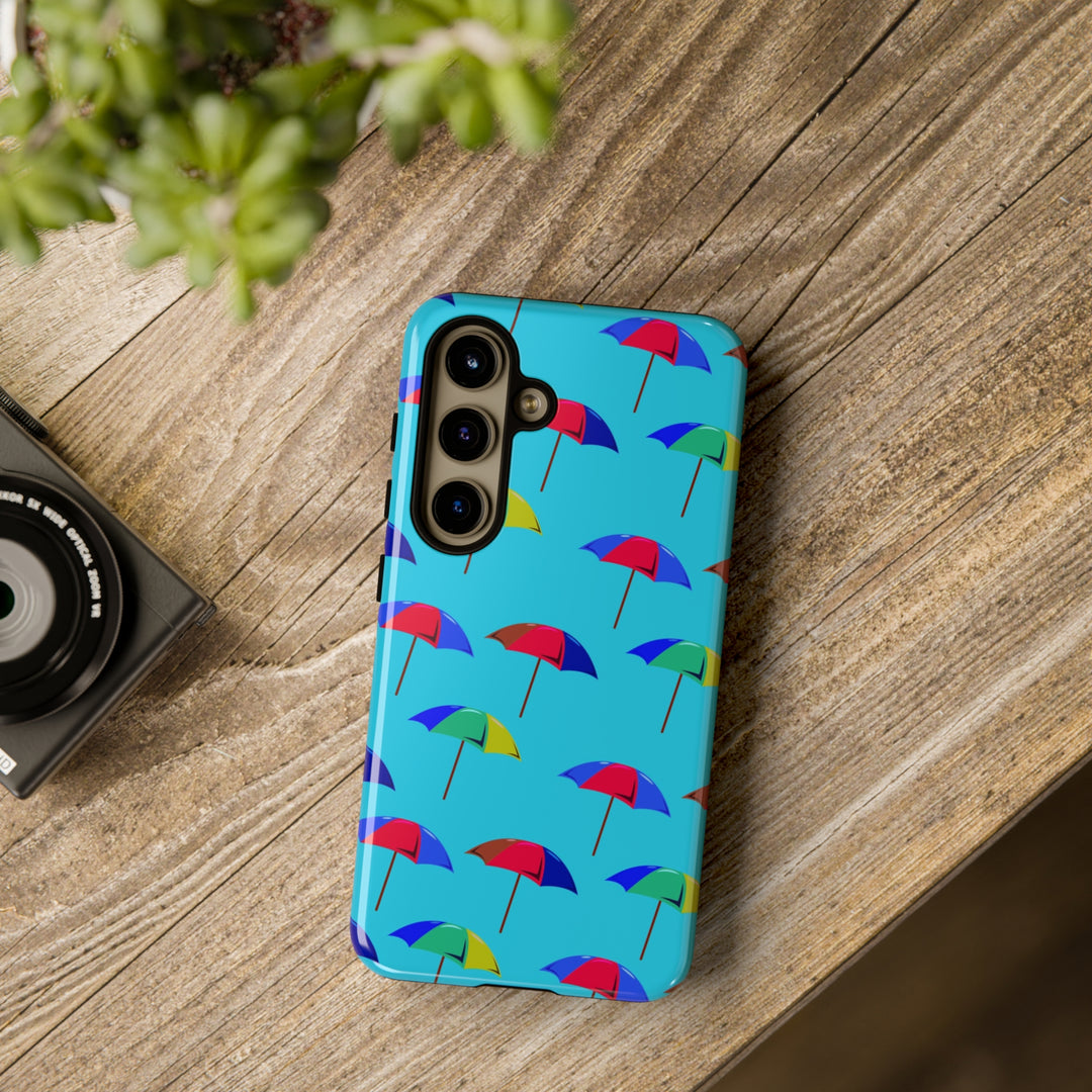 Cute Samsung Phone Case | Aesthetic Samsung Phone Case | Galaxy S23, S22, S21, S20 | Colorful Beach Parasols Blue, Protective Phone Case - Studio40ParkLane