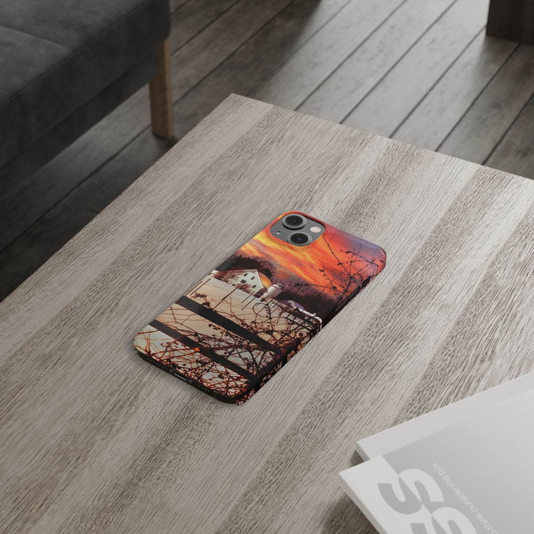 Slim Cute Phone Cases for Iphone - | iPhone 15 Case | iPhone 15 Pro Max Case, Iphone 14 Case, Iphone 14 Pro Max, Iphone 13, New England Winter Sunset - Studio40ParkLane