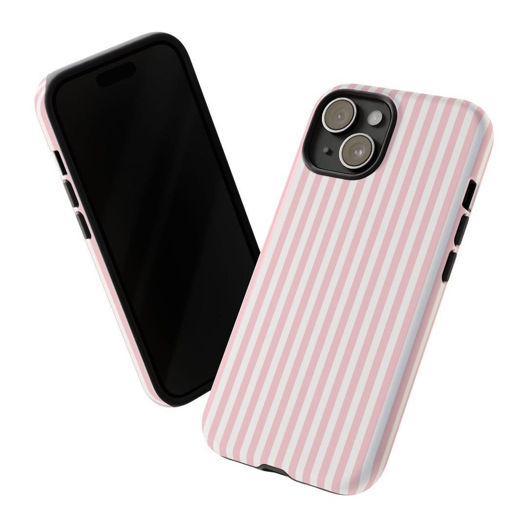 Tough Premium Sweet Pink Stripes Phone Case Gift for Her - For Apple iPhone 16 Pro Max 16e iPhone 15 Pro iPhone Iphone 14 Plus 13 Pro 12 SE XR - Studio40ParkLane