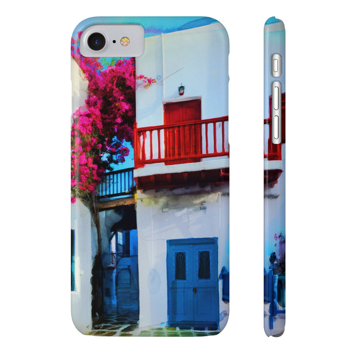 Slim Cute Phone Cases for Iphone | iPhone 15 Case | iPhone 15 Pro Max Case, Iphone 14, Iphone 14 Pro Max, Iphone 13, Colorful Greek Alley Watercolor - Studio40ParkLane
