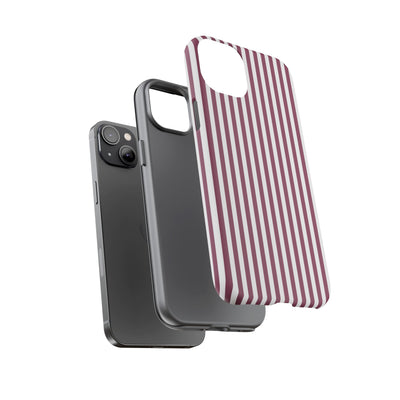 Tough Premium Old Claret Stripes Phone Case Gift for Her - For Apple iPhone 16 Pro Max 16e iPhone 15 Pro iPhone Iphone 14 Plus 13 Pro 12 SE XR - Studio40ParkLane