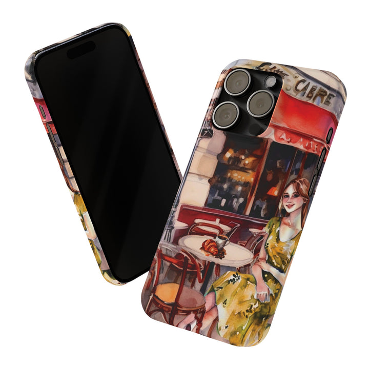 Slim Cute Phone Cases for Iphone - | iPhone 15 Case | iPhone 15 Pro Max Case, Iphone 14 Case, Iphone 14 Pro Max, Iphone 13, Paris Cafe Coffee Croissant - Studio40ParkLane