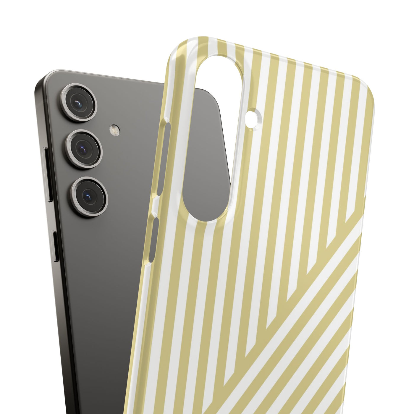 Aesthetic Yellow Beige Stripes Cute Phone Case Sleek Snap - For iPhone 17 Pro Max iPhone 16 Pro iPhone 15 Iphone 14 Plus 13 Pro 12 11 10 Gift