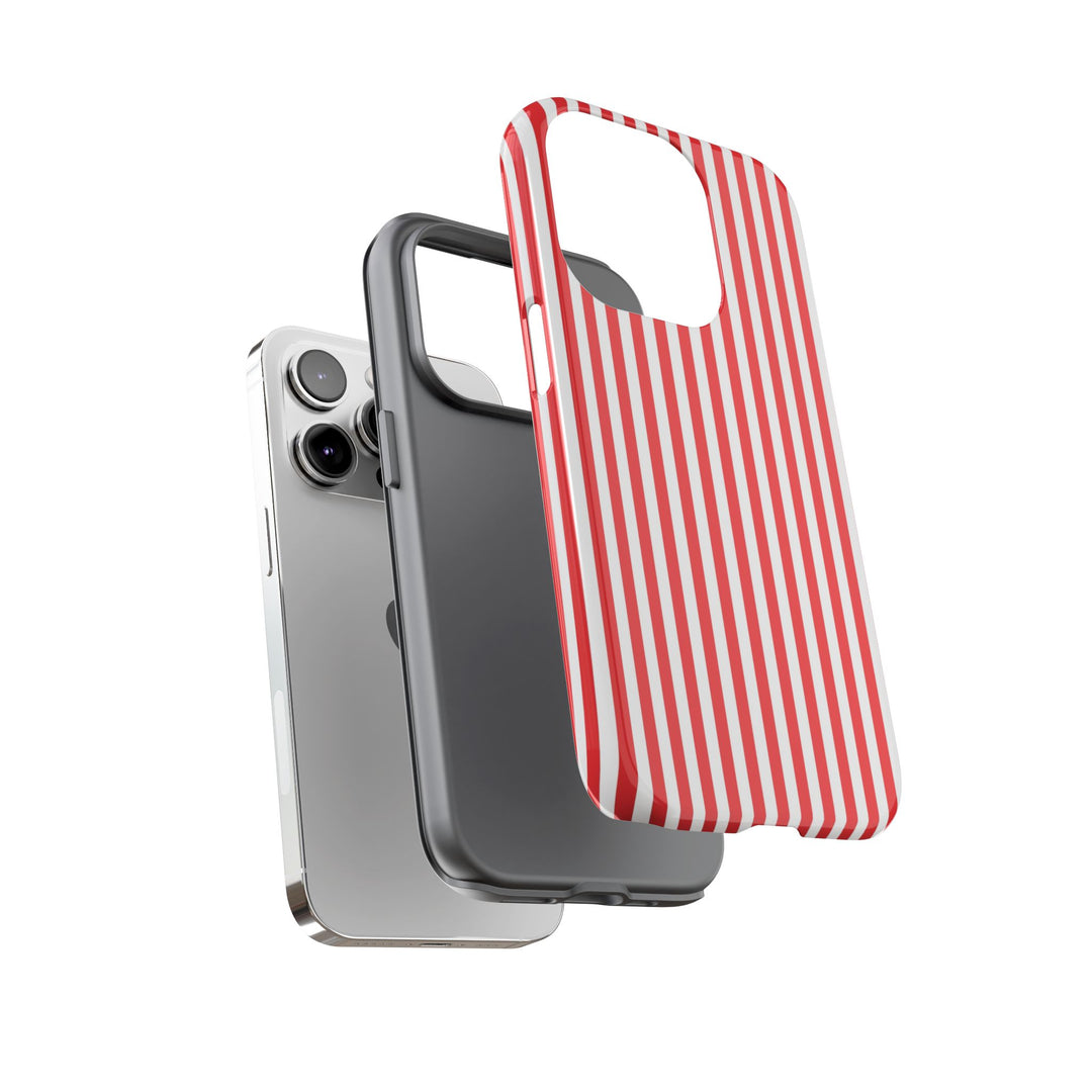 Tough Premium Poppy Red Stripes Phone Case Gift for Her - For Apple iPhone 16 Pro Max 16e iPhone 15 Pro iPhone Iphone 14 Plus 13 Pro 12 SE XR - Studio40ParkLane