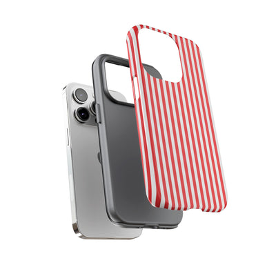 Tough Premium Poppy Red Stripes Phone Case Gift for Her - For Apple iPhone 16 Pro Max 16e iPhone 15 Pro iPhone Iphone 14 Plus 13 Pro 12 SE XR - Studio40ParkLane