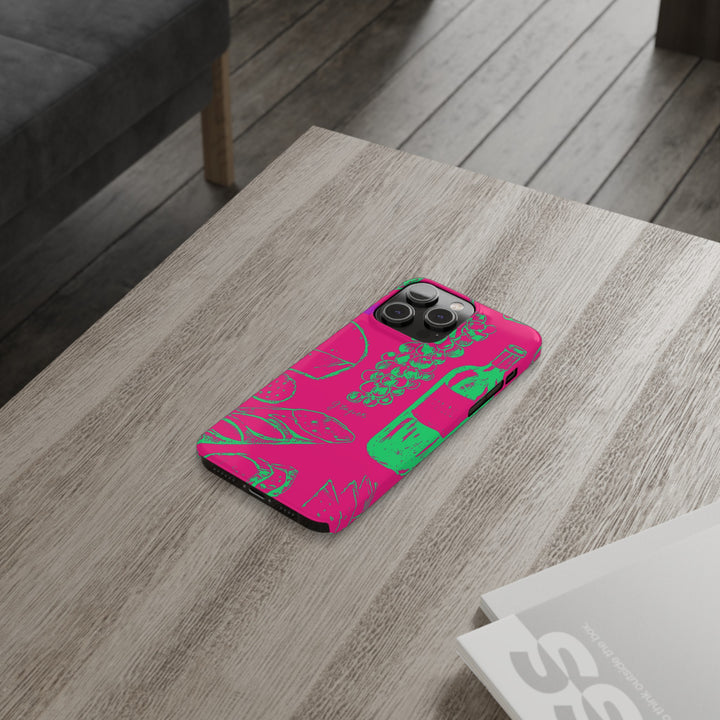 Slim French Food Wine Pink Green Cute Phone Cases for Iphone | iPhone 15 Case | iPhone 15 Pro Max Case, Iphone 14, Iphone 14 Pro Max, Iphone 13, - Studio40ParkLane