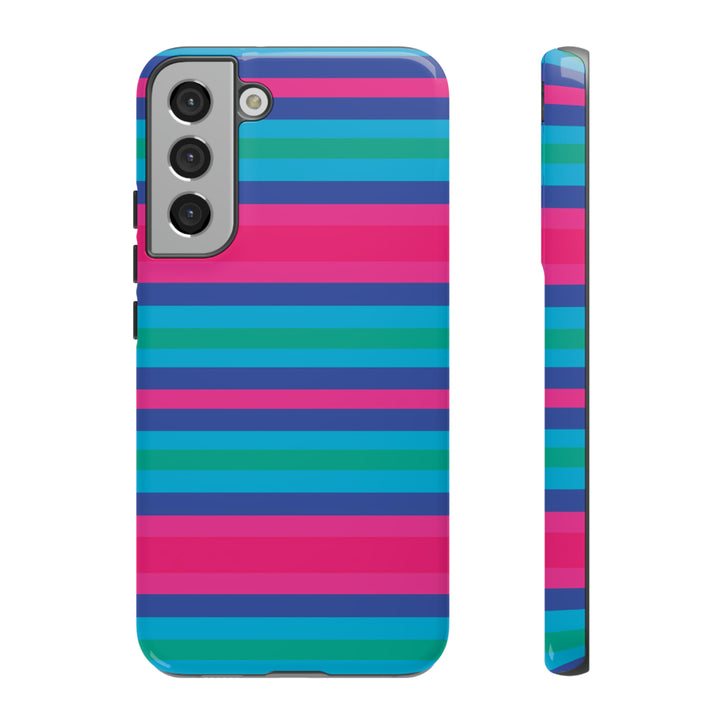 Cute Samsung Phone Case | Aesthetic Samsung Phone Case | Stripes Blue Pink | Galaxy S23, S22, S21, S20 | Luxury Double Layer | Cool - Studio40ParkLane